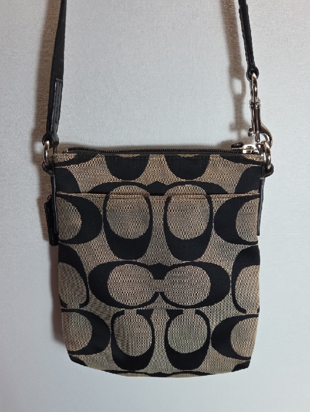 Coach Black and Tan Signature Crossbody Pouch - Picture 2 of 7
